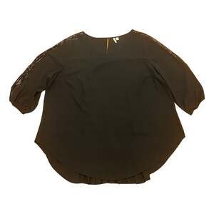 Cato women’s Plus Size 22/24W Black Pleated Back Blouse with Sequin Sleeve Detai
